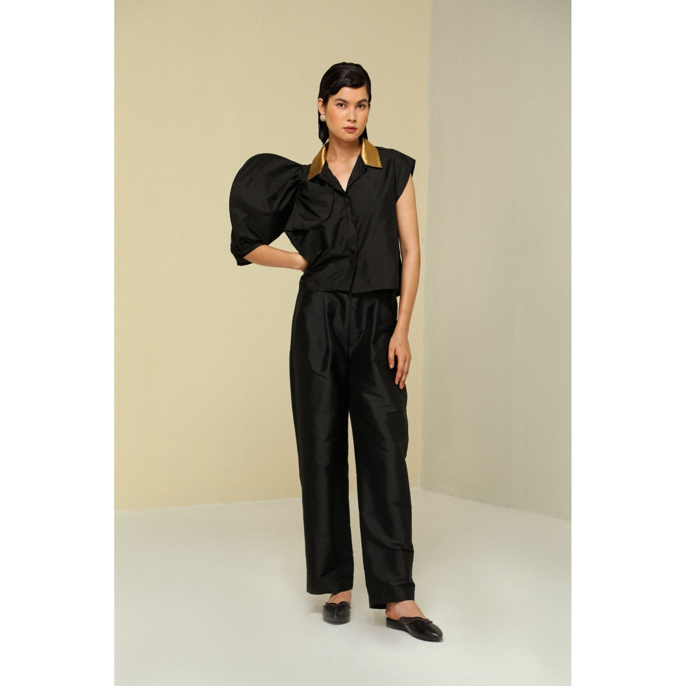 Zaitra Black Bow Top
