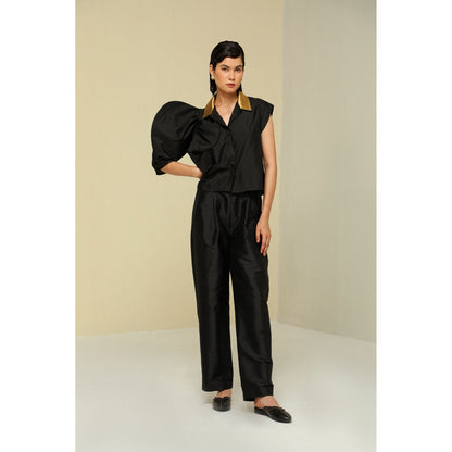 Zaitra Black Bow Top