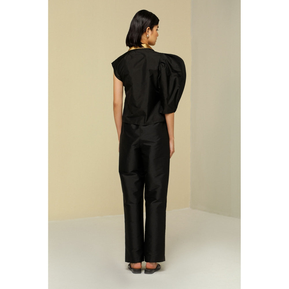 Zaitra Black Bow Top