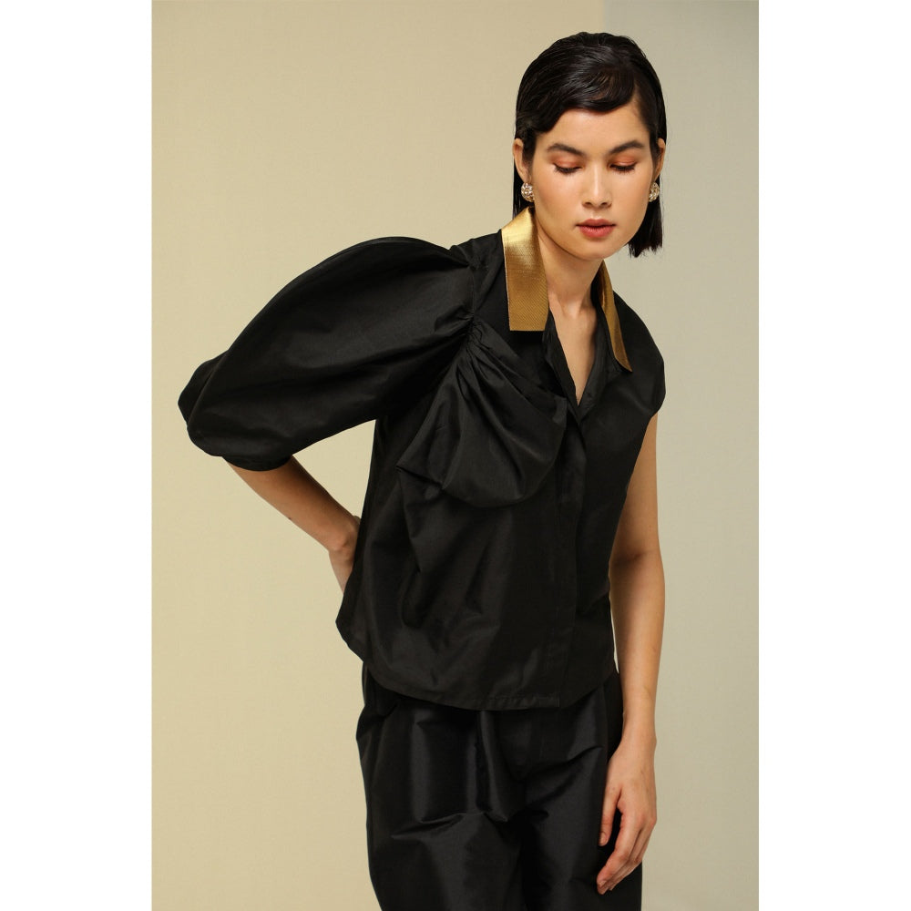 Zaitra Black Bow Top