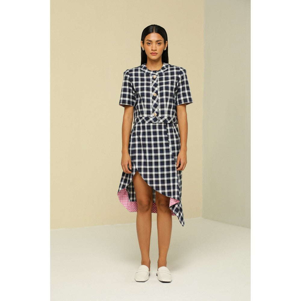 Zaitra Blue & White Check Top