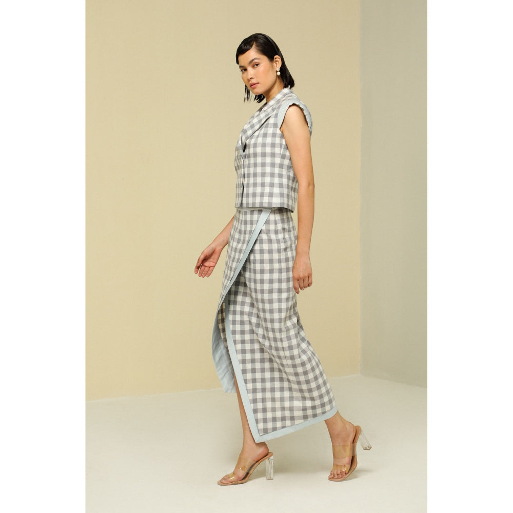Zaitra Grey & White Check Jacket