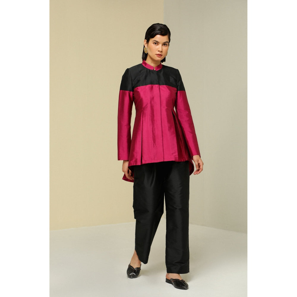 Zaitra Plum Band Collar Jacket