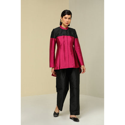 Zaitra Plum Band Collar Jacket