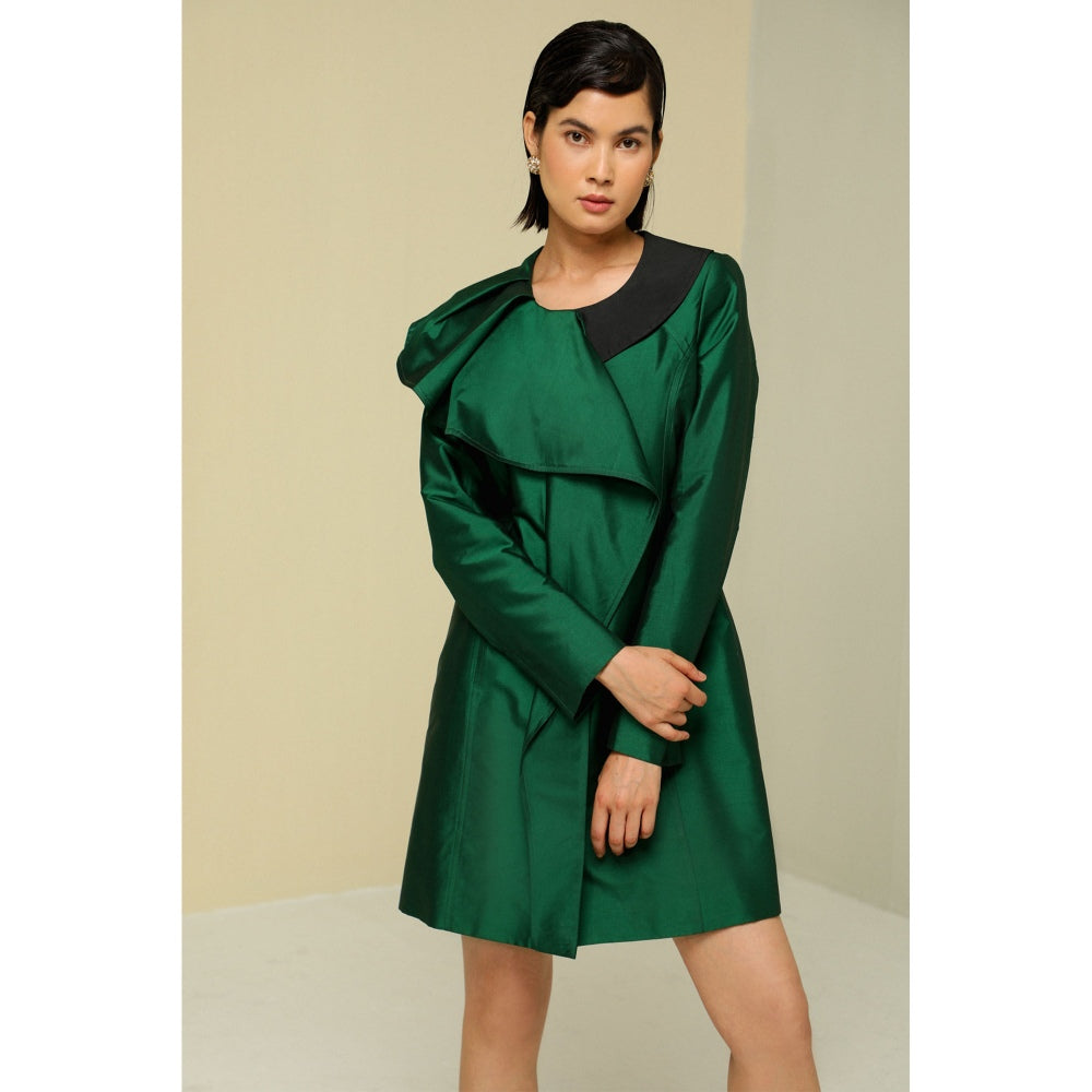 Zaitra Green Ruffle Jacket Mini Dress