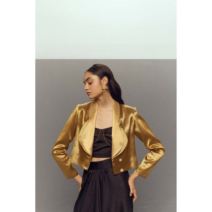Zaitra Ripple Gold Crop Jacket