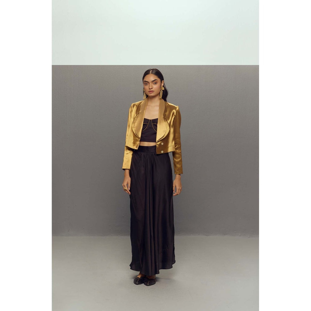 Zaitra Ripple Gold Crop Jacket
