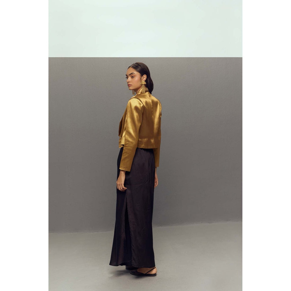 Zaitra Ripple Gold Crop Jacket