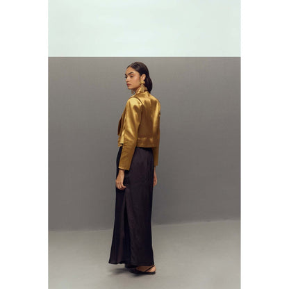 Zaitra Ripple Gold Crop Jacket