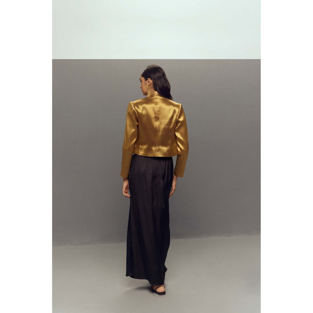 Zaitra Ripple Gold Crop Jacket