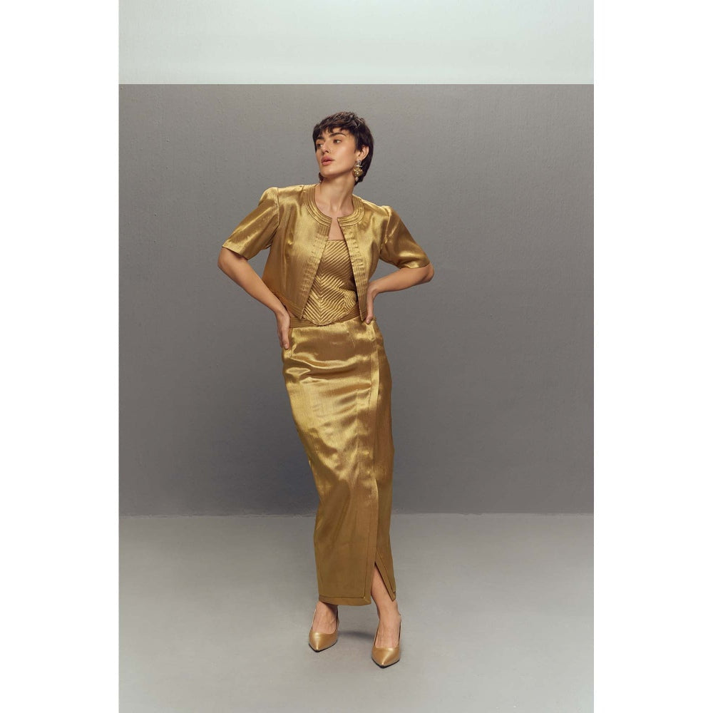 Zaitra Gold Crop Jacket