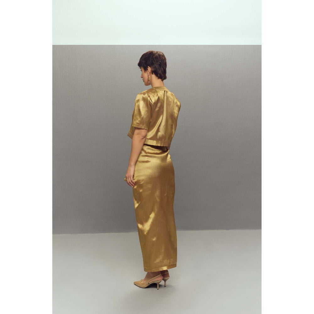 Zaitra Gold Crop Jacket