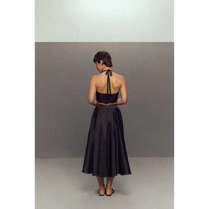 Zaitra Black Umbrella Skirt