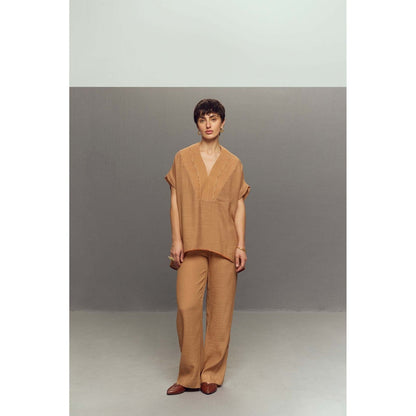 Zaitra Beige Crepe Linen Co-Ord (Set of 2)