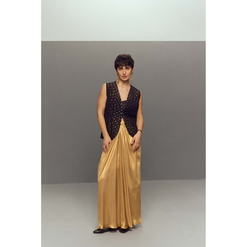 Zaitra Black Cleopatra Bustier and Waistcoat with Skirt (Set of 3)