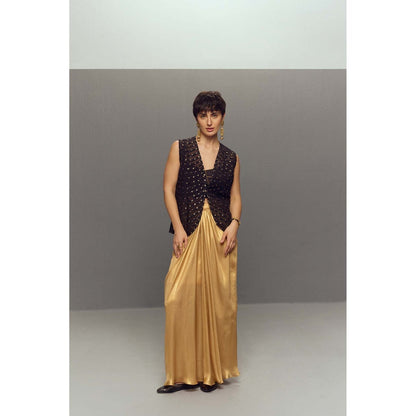 Zaitra Black Cleopatra Bustier and Waistcoat with Skirt (Set of 3)