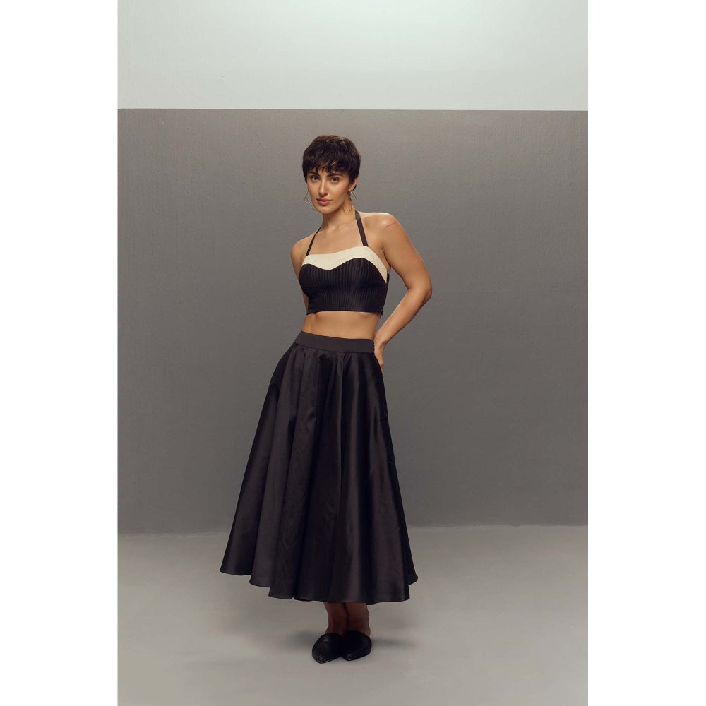Zaitra Black Umbrella Skirt with Bustier (Set of 2)