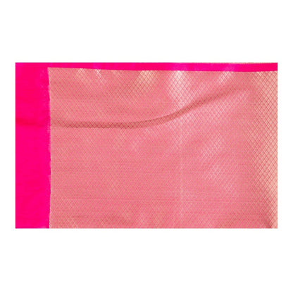 Zal from Benaras Hot Pink Silk Banarasi Handloom Saree with Unstitched Blouse