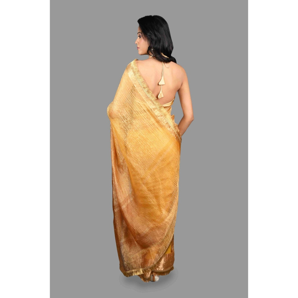 Zal from Benaras Golden Silk Banarasi Handloom Saree with Unstitched Blouse