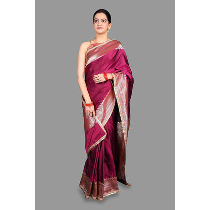 Zal from Benaras Kanjivaram Silk Banarsi Handloom Saree with Unstitched Blouse
