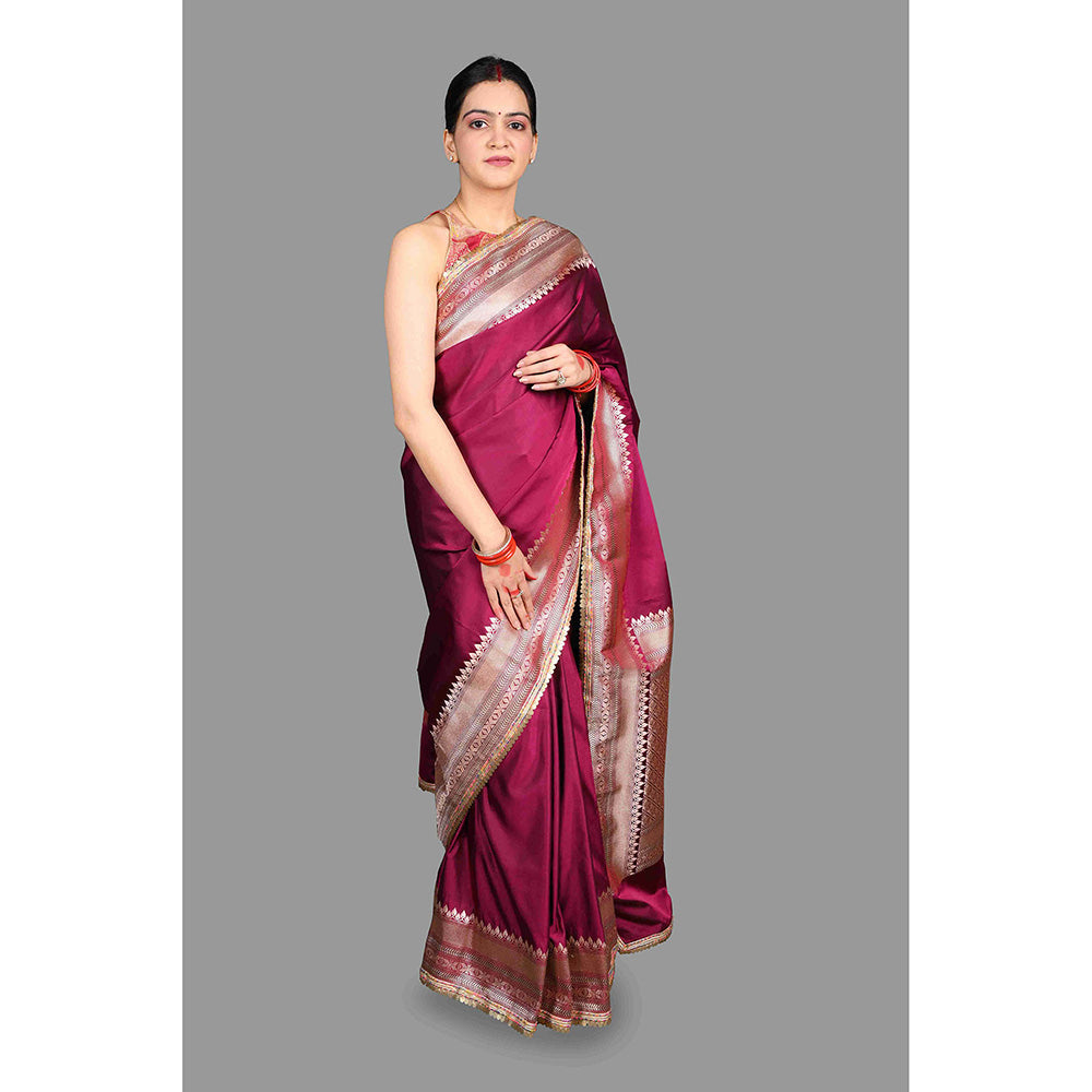 Zal from Benaras Kanjivaram Silk Banarsi Handloom Saree with Unstitched Blouse