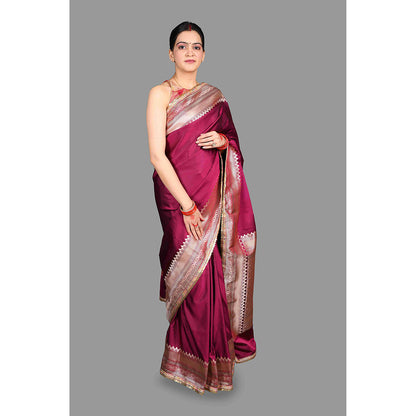 Zal from Benaras Kanjivaram Silk Banarsi Handloom Saree with Unstitched Blouse