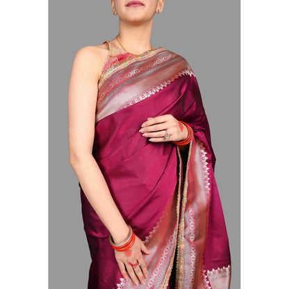 Zal from Benaras Kanjivaram Silk Banarsi Handloom Saree with Unstitched Blouse