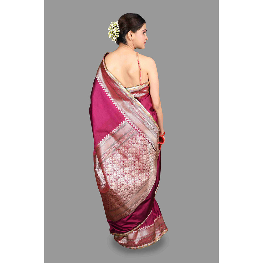 Zal from Benaras Kanjivaram Silk Banarsi Handloom Saree with Unstitched Blouse