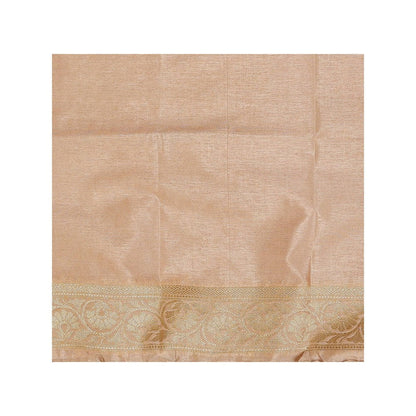Zal from Benaras Beige Floral Minakari Pure Silk Banarasi Handloom Saree without Blouse