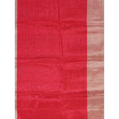 Zal from Benaras Hot Pink Pure Chanderi Tissue Handloom Saree without Blouse
