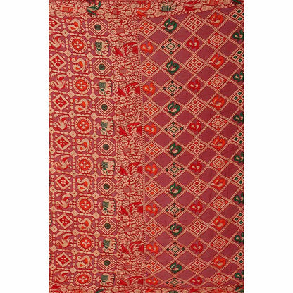 Zal from Benaras Red Pure Silk Bandani Banaras Handloom Dupatta