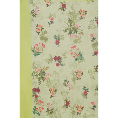 Zal from Benaras Green Pure Silk Floral Print Banarasi Handloom Dupatta