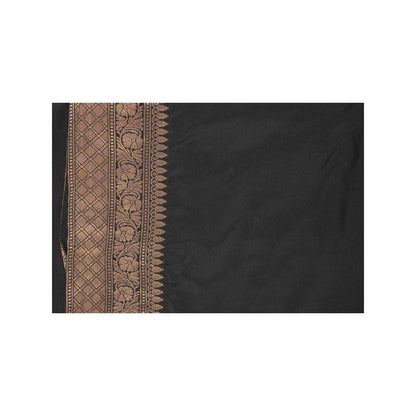 Zal from Benaras Black Pure Katan Silk Banarasi Handloom Saree without Blouse