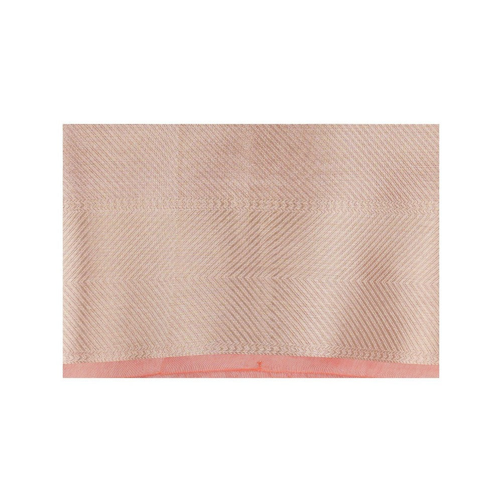 Zal from Benaras Peach Pure Katan Silk Brocade Banaras Handloom Saree without Blouse