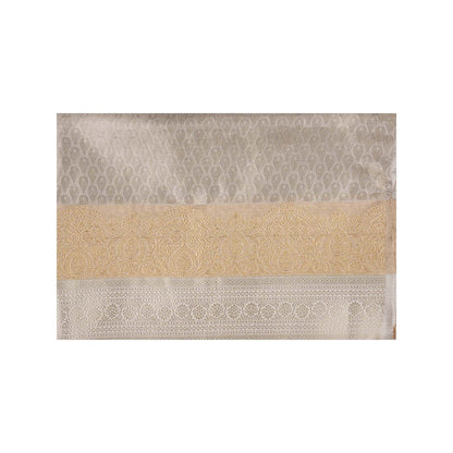 Zal from Benaras Silver Kanjivaram Zari Silk Banarasi Handloom Saree without Blouse