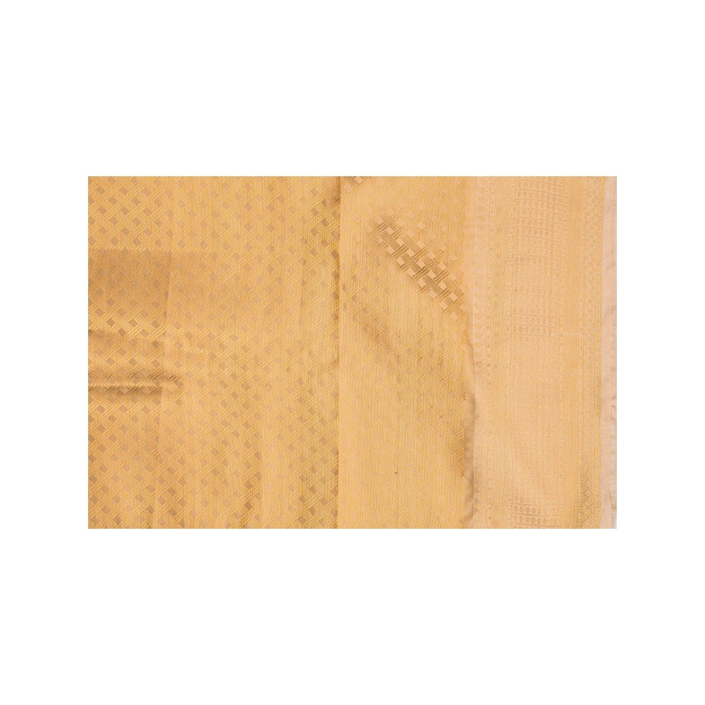 Zal from Benaras Golden Pure Katan Tissue Silk Banarasi Handloom Saree without Blouse Piece