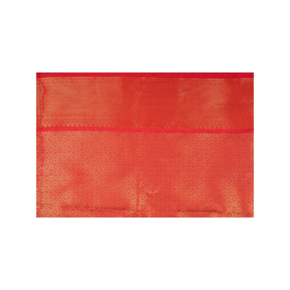 Zal from Benaras Red Zari Brocade Banarasi Handloom Saree without Blouse Piece