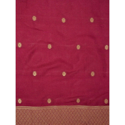 Zal from Benaras Maroon Pure Katan Silk Banarasi Handloom Saree Without Blouse
