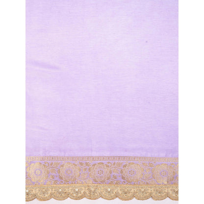 Zal from Benaras Light Lavender Pure Silk Banarasi Patola Handloom Saree Without Blouse