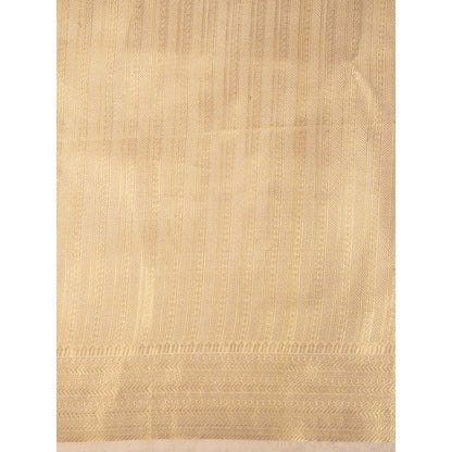 Zal from Benaras Golden Pure Katan Kanjeevaram Silk Banarasi Handloom Saree Without Blouse