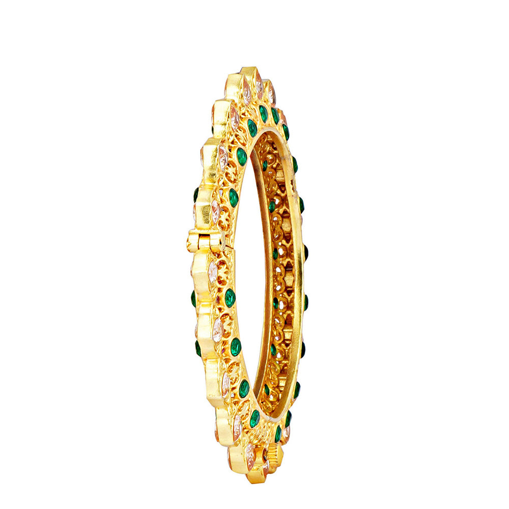 ZARIIN Green Gold Plated Handcrafted Bangle