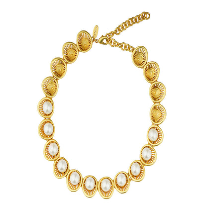ZARIIN 22Kt Gold Plated White Shell Pearl Glam & Party Special Necklace