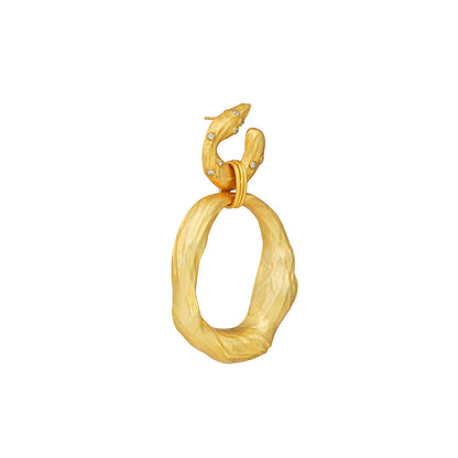 ZARIIN 22k Gold Plated Organic Rings Goldtone Statement Earrings