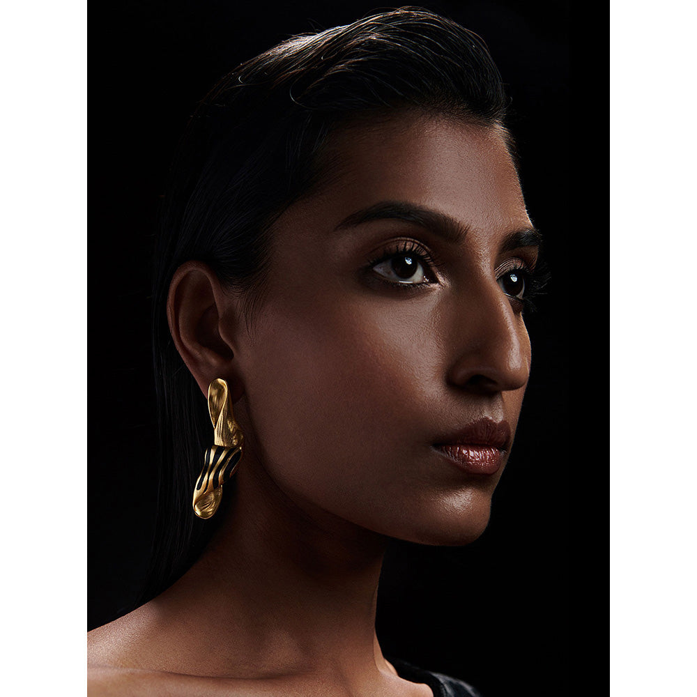 ZARIIN 22k Gold Plated Moods of Nature Statement Stud Earrings