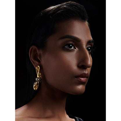 ZARIIN 22k Gold Plated Moods of Nature Statement Stud Earrings