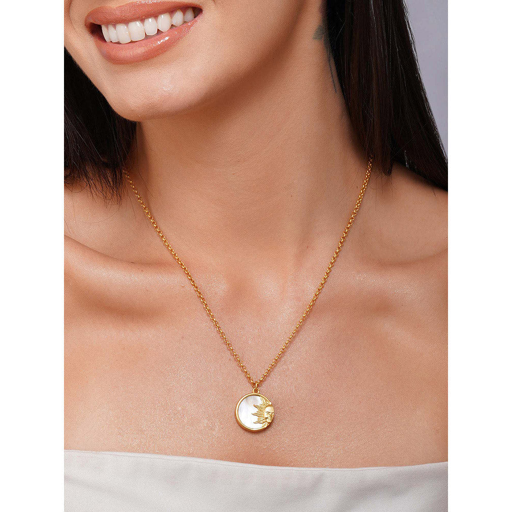 ZARIIN Gold Dipped Magic of The Sun Pendant Necklace