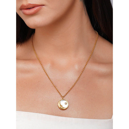 ZARIIN Gold Dipped Magic of The Moon Pendant Necklace