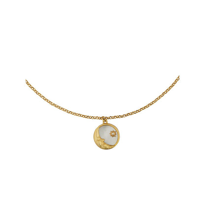 ZARIIN Gold Dipped Magic of The Moon Pendant Necklace