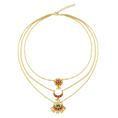 ZARIIN Moon and Blooms Layered Necklace