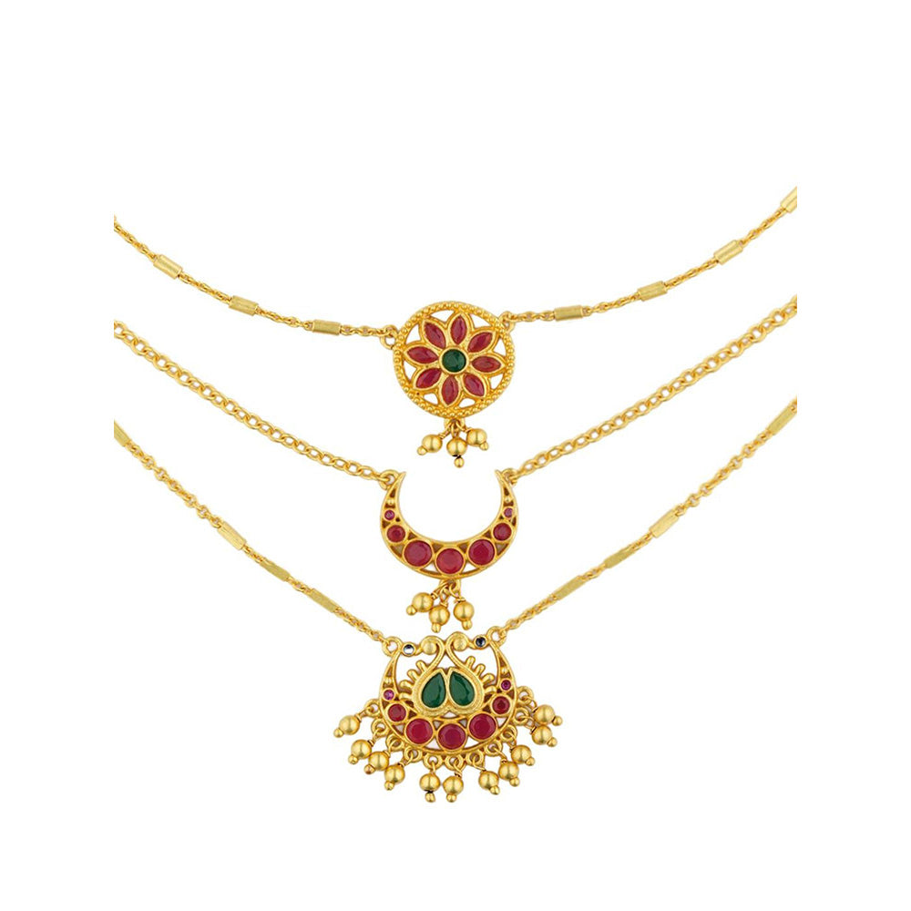 ZARIIN Moon and Blooms Layered Necklace